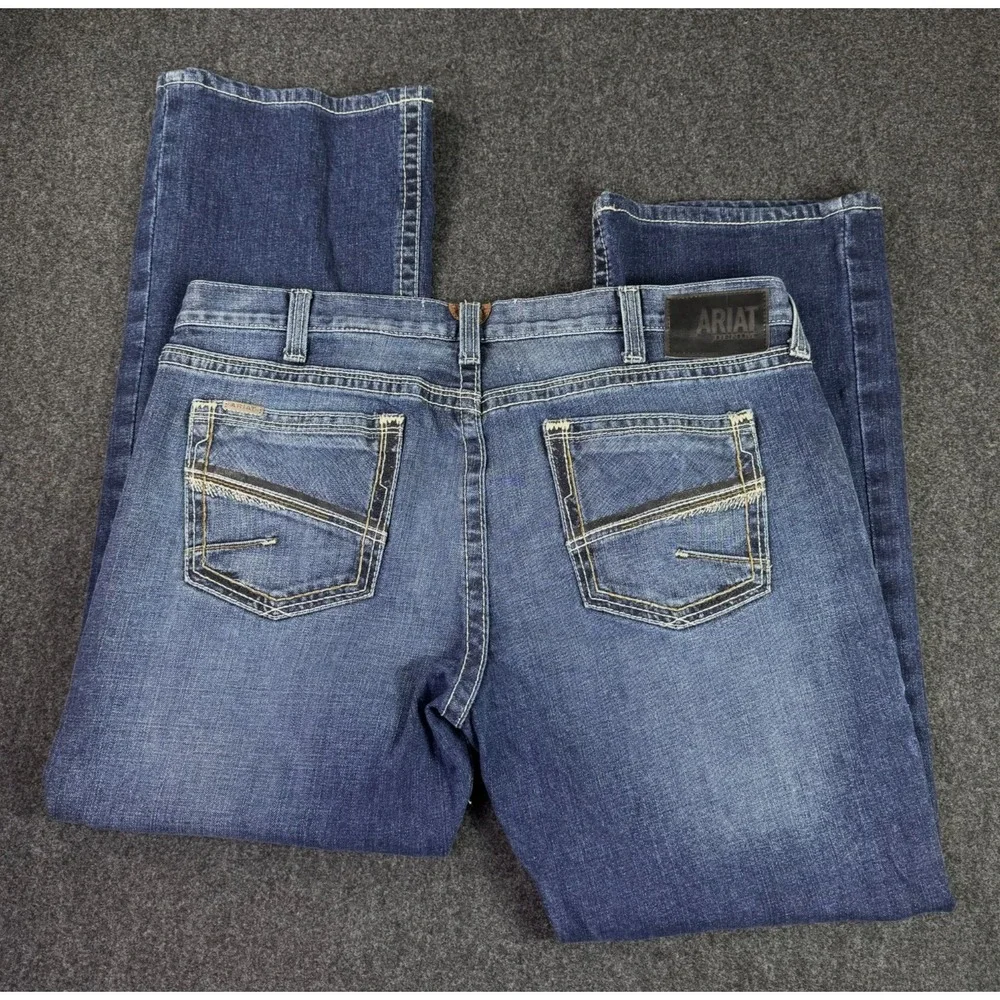 Ariat M7 Jeans Mens 40x31 Denim Rocker Boot Cut Work Wear Thick Stitch Western